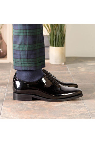 Ambrogio Handmade Black Patent Wholecut Oxfords (AMB2386)-AmbrogioShoes