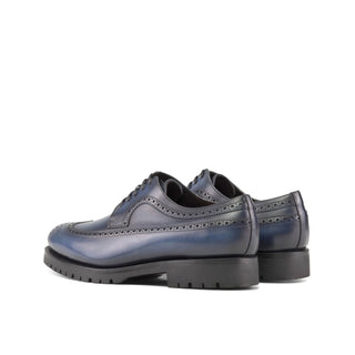 Ambrogio Handmade Blue Calf-Skin Leather Long wingtip Derby (AMB2384)-AmbrogioShoes