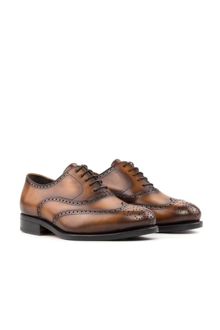 Ambrogio Handmade Brown Calf-Skin Leather Full Brogue Oxfords (AMB2324)-AmbrogioShoes
