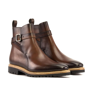 Ambrogio Handmade Brown Calf-Skin Leather Jodhpur Boots (AMB2358)-AmbrogioShoes