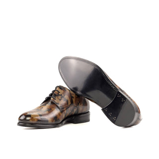 Ambrogio Handmade Brown Camo Patina Leather Derby (AMB2352)-AmbrogioShoes