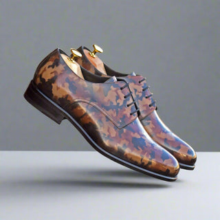 Ambrogio Handmade Brown Camo Patina Leather Derby (AMB2352)-AmbrogioShoes