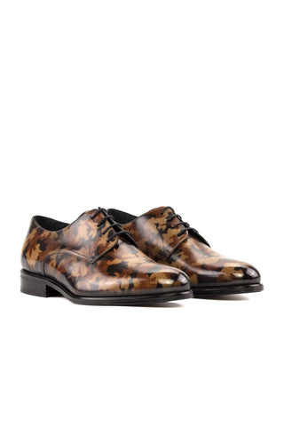 Ambrogio Handmade Brown Camo Patina Leather Derby (AMB2352)-AmbrogioShoes