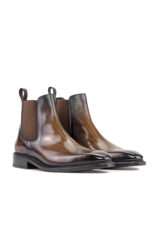 Ambrogio Handmade Brown Patina Leather Chelsea Boots (AMB2413)-AmbrogioShoes