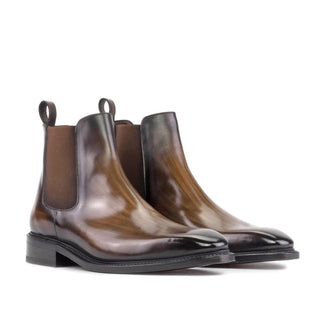 Ambrogio Handmade Brown Patina Leather Chelsea Boots (AMB2413)-AmbrogioShoes