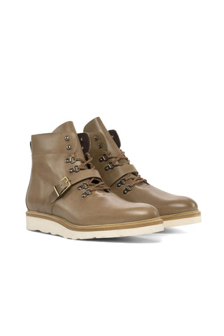 Ambrogio Handmade Brown Patina Leather Hiking Boots (AMB2282)-AmbrogioShoes