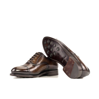Ambrogio Handmade Brown Patina Leather Oxfords (AMB2319)-AmbrogioShoes
