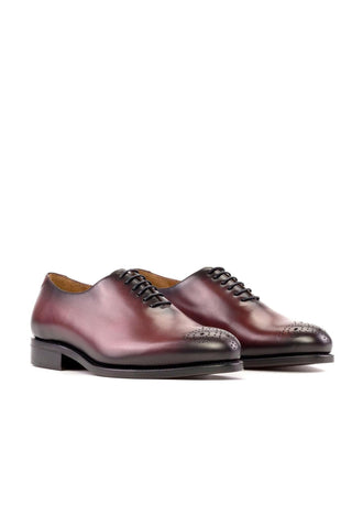 Ambrogio Handmade Burgundy Calf-Skin Leather Whole-cut Oxfords (AMB2278)-AmbrogioShoes