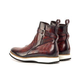Ambrogio Handmade Burgundy Patina Leather Jodhpur Boots (AMB2289)-AmbrogioShoes