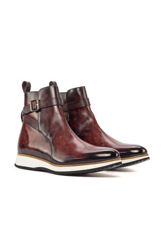 Ambrogio Handmade Burgundy Patina Leather Jodhpur Boots (AMB2289)-AmbrogioShoes