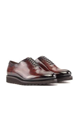 Ambrogio Handmade Burgundy Patina Leather Whole-Cut Oxfords (AMB2369)-AmbrogioShoes