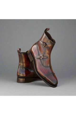 Ambrogio Handmade BurgundyPatina Leather Octavian Boots (AMB2359)-AmbrogioShoes