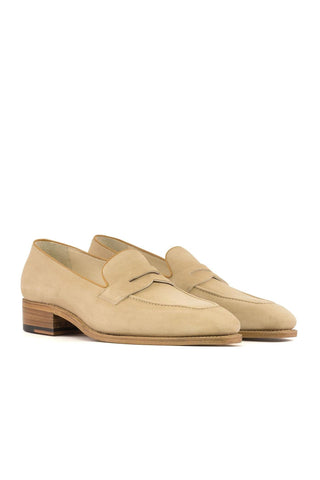 Ambrogio Handmade Camel Suede Penny Loafers (AMB2393)-AmbrogioShoes
