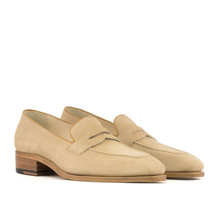 Ambrogio Handmade Camel Suede Penny Loafers (AMB2393)-AmbrogioShoes
