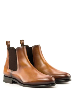 Ambrogio Handmade Cognac Calf-Skin Leather Chelsea Boots (AMB2257)-AmbrogioShoes