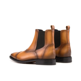Ambrogio Handmade Cognac Calf-Skin Leather Chelsea Boots (AMB2276)-AmbrogioShoes