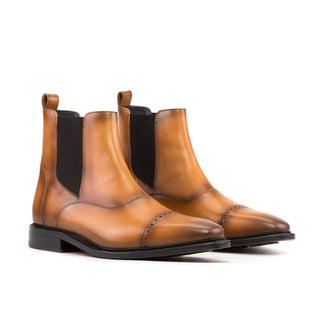 Ambrogio Handmade Cognac Calf-Skin Leather Chelsea Boots (AMB2276)-AmbrogioShoes