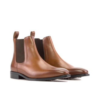 Ambrogio Handmade Cognac Calf-Skin Leather Chelsea Boots (AMB2332)-AmbrogioShoes