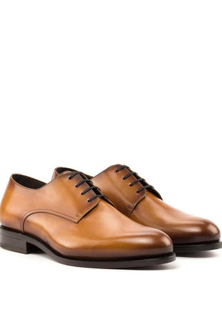 Ambrogio Handmade Cognac Calf-Skin Leather Derby (AMB2268)-AmbrogioShoes