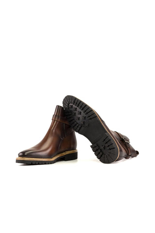 Ambrogio Handmade Cognac Calf-Skin Leather Jodhpur Boots (AMB2415)-AmbrogioShoes