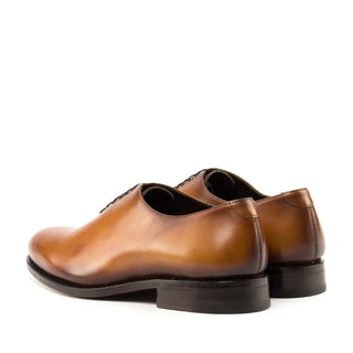 Ambrogio Handmade Cognac Calf-Skin Leather Whole Cut Oxfords (AMB2256)-AmbrogioShoes