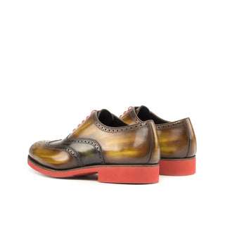Ambrogio Handmade Cognac & Green Patina Leather Brogue Oxfords (AMB2246)-AmbrogioShoes