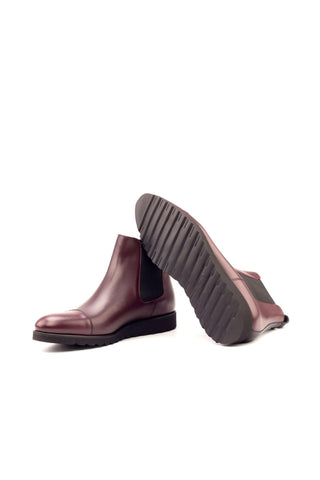 Ambrogio Handmade Custom Black & Burgundy Box Calf-Skin Leather Chelsea Boots (AMB2173)-AmbrogioShoes