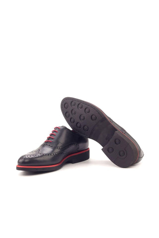 Ambrogio Handmade Custom Black Calf-Skin Leather Full Brogue Oxfords (AMB2118)-AmbrogioShoes