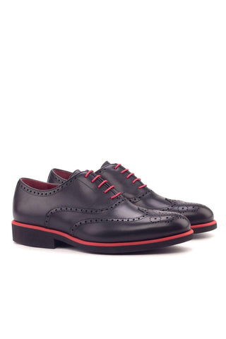 Ambrogio Handmade Custom Black Calf-Skin Leather Full Brogue Oxfords (AMB2118)-AmbrogioShoes