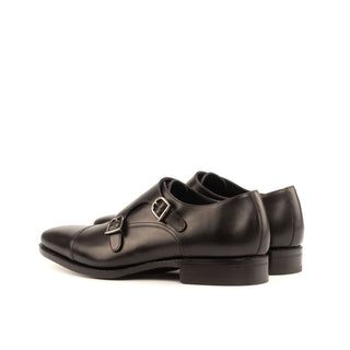 Ambrogio Handmade Custom Black Calf-Skin Leather Monk-Straps Loafers (AMB2006)-AmbrogioShoes