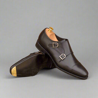 Ambrogio Handmade Custom Black Calf-Skin Leather Monk-Straps Loafers (AMB2006)-AmbrogioShoes