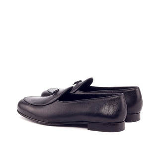 Ambrogio Handmade Custom Black Full Grain / Calf-Skin Leather Belgian Loafers (AMB1976)-AmbrogioShoes
