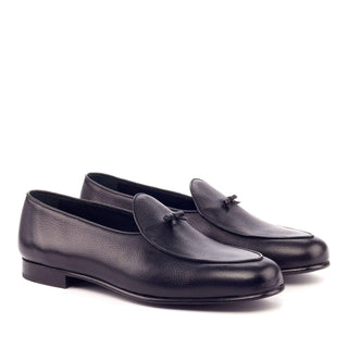 Ambrogio Handmade Custom Black Full Grain / Calf-Skin Leather Belgian Loafers (AMB1976)-AmbrogioShoes
