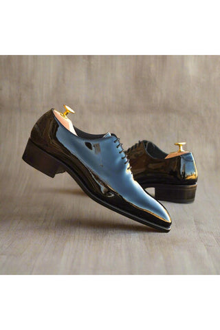 Ambrogio Handmade Custom Black Patent Wholecut Formal Oxfords (AMB1871)-AmbrogioShoes