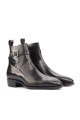 Ambrogio Handmade Custom Black Polished Calf-Skin Leather Jodhpur Boots (AMB1864)-AmbrogioShoes