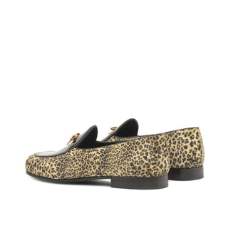 Ambrogio Handmade Custom Black & Yellow Leopard Sartorial / Patent Leather Belgian Loafers (AMB2232)-AmbrogioShoes