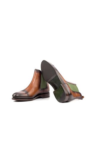 Ambrogio Handmade Custom Brown Calf-Skin Leather Chelsea Boots (AMB1862)-AmbrogioShoes