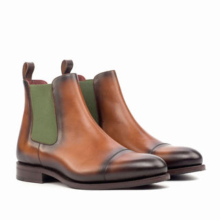 Ambrogio Handmade Custom Brown Calf-Skin Leather Chelsea Boots (AMB1862)-AmbrogioShoes