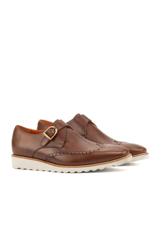 Ambrogio Handmade Custom Brown Calf-Skin Leather Monk Strap (AMB2151)-AmbrogioShoes