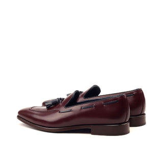 Ambrogio Handmade Custom Burgundy Calf-Skin Leather Tassels Loafers (AMB2146)-AmbrogioShoes