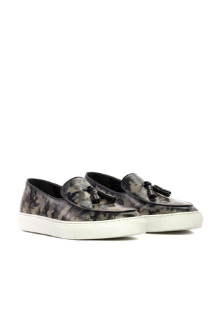 Ambrogio Handmade Custom Camo Patina Leather Belgian Sneakers (AMB2351)-AmbrogioShoes