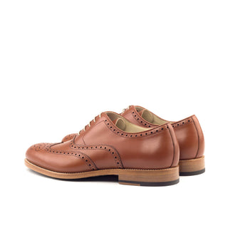 Ambrogio Handmade Custom Cognac Calf-Skin Leather Full Brogue Oxfords (AMB2149)-AmbrogioShoes
