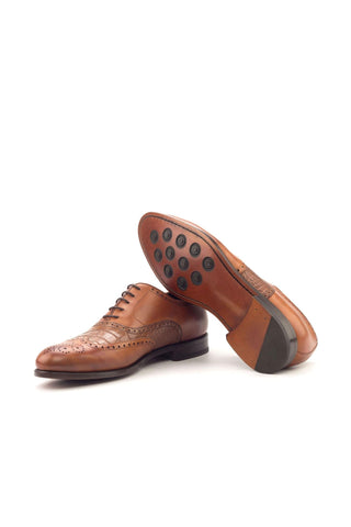 Ambrogio Handmade Custom Cognac & Dark Brown Crocodile Print / Calf-Skin Leather Wingtip Oxfords (AMB1929)-AmbrogioShoes