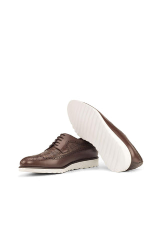 Ambrogio Handmade Custom Dark Brown Crocodile Print / Calf-Skin Leather Wingtip Oxfords (AMB1896)-AmbrogioShoes
