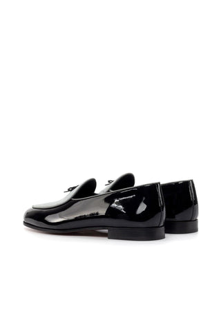 Ambrogio Handmade Custom Gray & Black Suede / Patent Belgian Loafers (AMB2230)-AmbrogioShoes