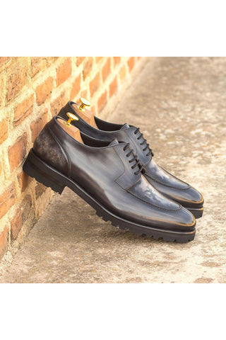 Ambrogio Handmade Custom Gray Patina Leather Derby Split-Toe (AMB2208)-AmbrogioShoes