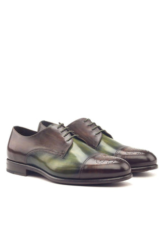 Ambrogio Handmade Custom Khaki & Brown Patina Leather Derby (AMB1980)-AmbrogioShoes
