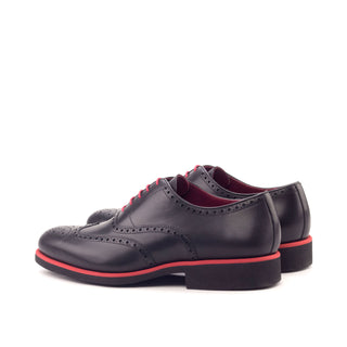 Ambrogio Handmade Custom Men's Shoes Black Calf-Skin Leather Full Brogue Oxfords (AMB2118)-AmbrogioShoes