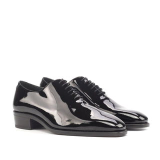 Ambrogio Handmade Custom Men's Shoes Black Patent Leather Wholecut Formal Oxfords (AMB1871)-AmbrogioShoes