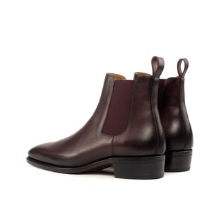 Ambrogio Handmade Custom Men's Shoes Burgundy Calf-Skin Leather Chelsea Boots (AMB1944)-AmbrogioShoes